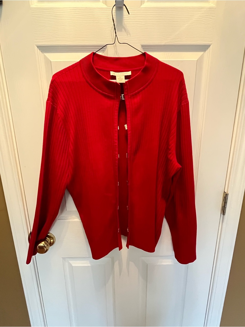 Doncaster Bright Red Hook-Front Ribbed Jacket
